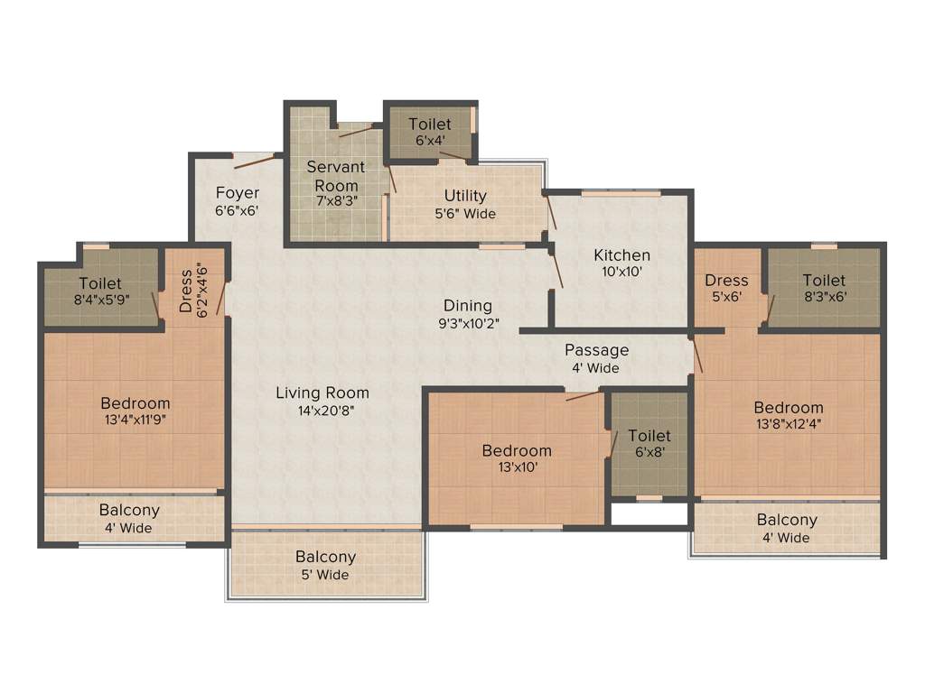Landmark The Residency (3BHK+4T (2,143 sq ft)   Servant Room 2143 sq ft)