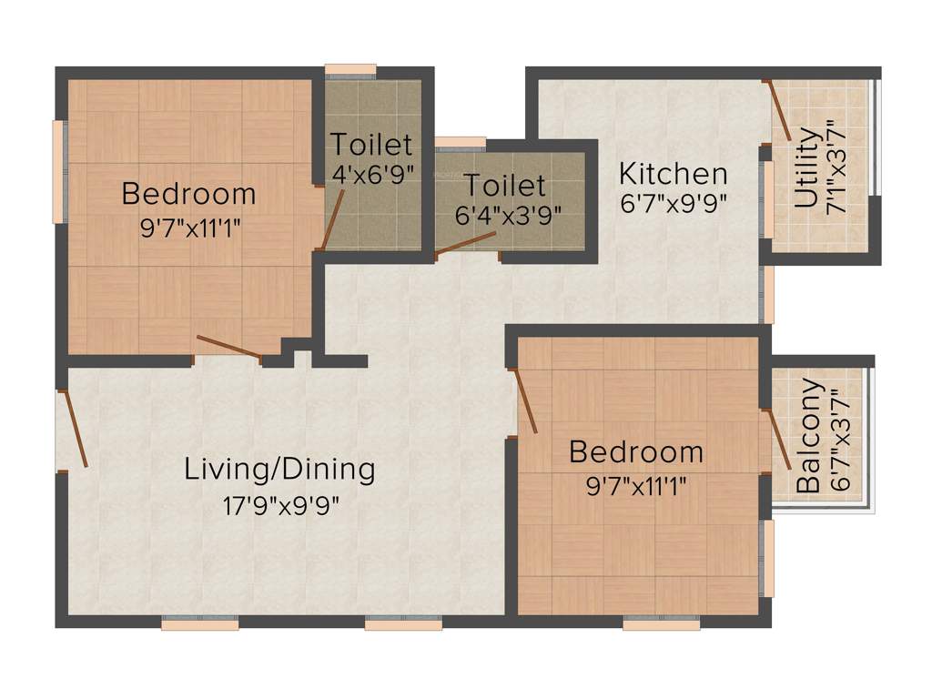 AP Abhinava (2BHK+2T (850 sq ft) 850 sq ft)