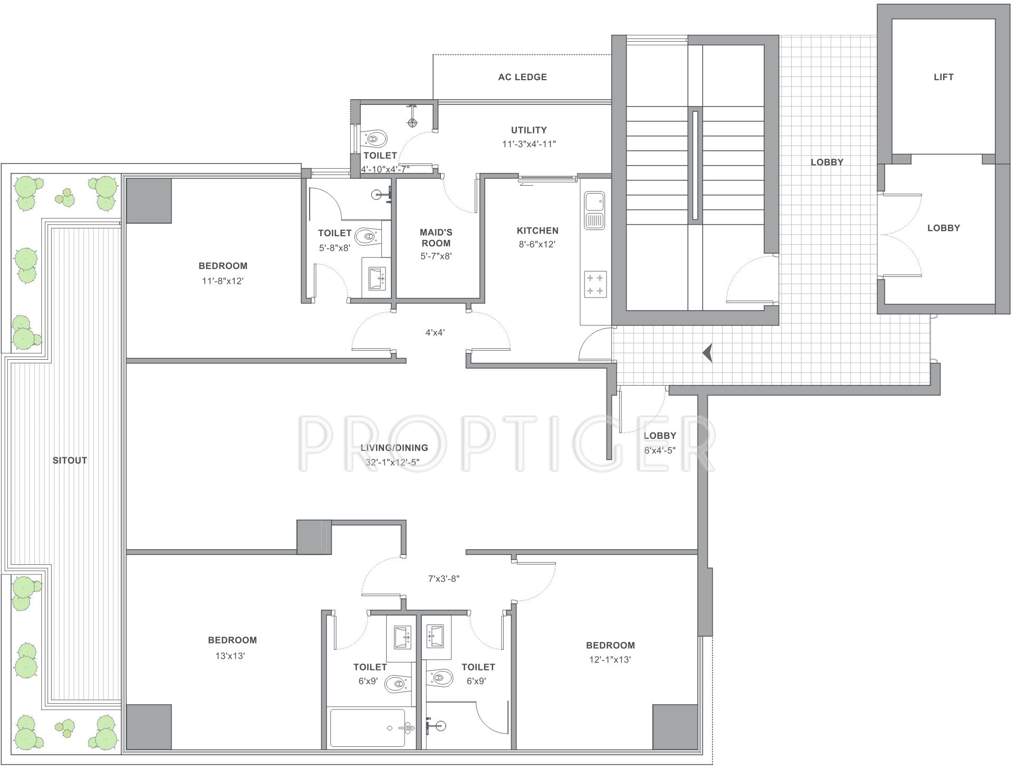 TATA The Promont (3BHK+4T (2,480 sq ft) + Servant Room 2480 sq ft)