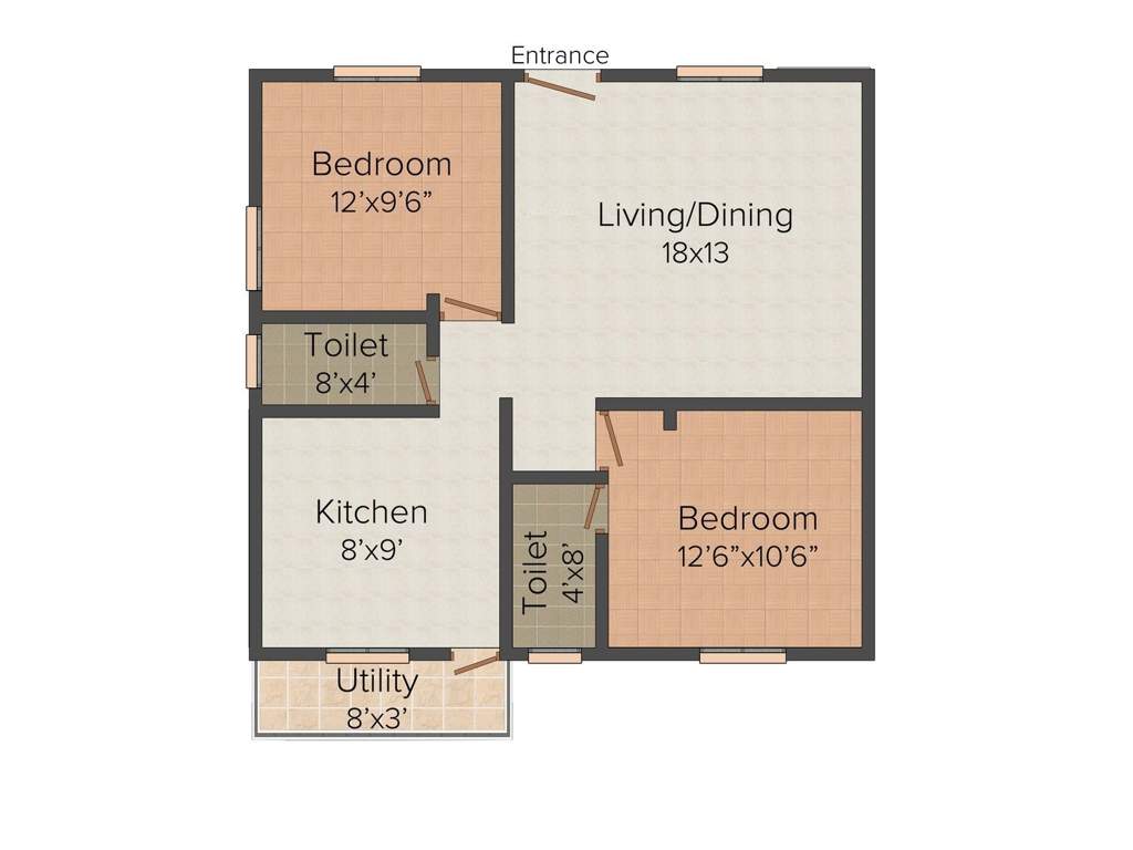 Shanthi Rain Tree Park (2BHK+2T (1,000 sq ft) 1000 sq ft)