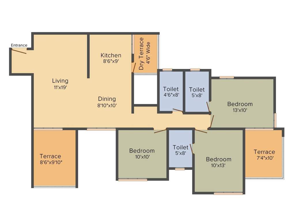 Innovision 7 Avenues (3BHK+3T (1,597 sq ft) 1597 sq ft)