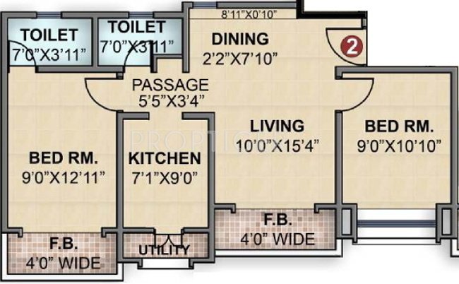 Marathon Nagari NX (2BHK+2T (830 sq ft) 830 sq ft)