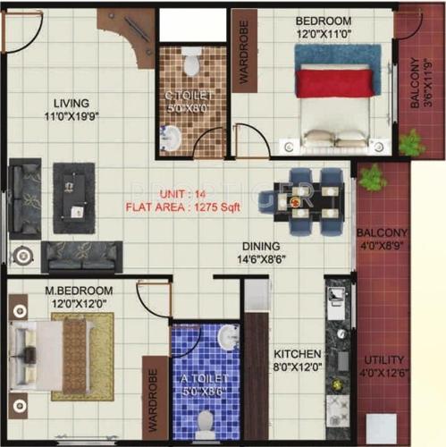 Pariwar Passion (2BHK+2T (1,275 sq ft) 1275 sq ft)