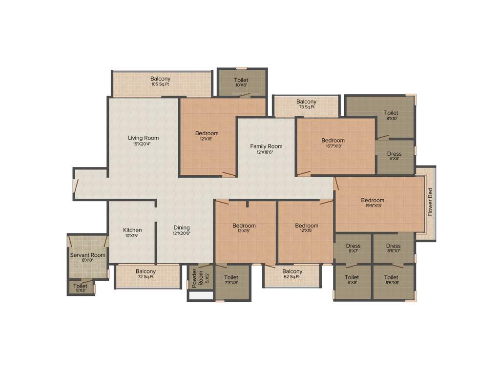 Vipul Belmonte (5BHK+5T (3,925 sq ft)   Servant Room 3925 sq ft)