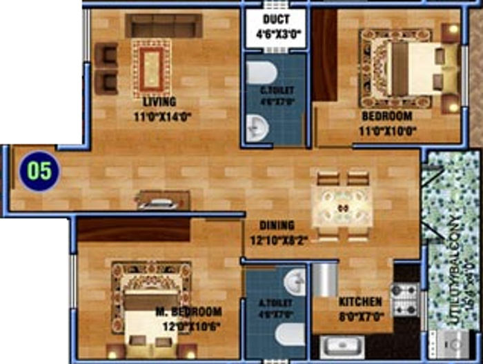 DS DSMAX STARWOOD (2BHK+2T (1,053 sq ft) 1053 sq ft)