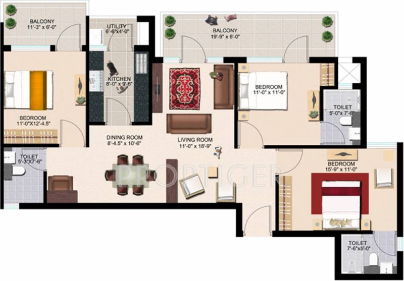 Adel Cosmocity Phase 3 (3BHK+3T (1,828 sq ft) 1828 sq ft)