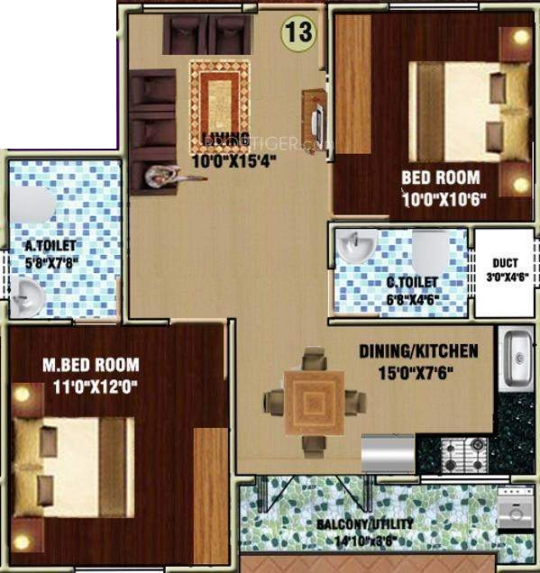 DS DSMAX SWASTIK (2BHK+2T (958 sq ft) 958 sq ft)