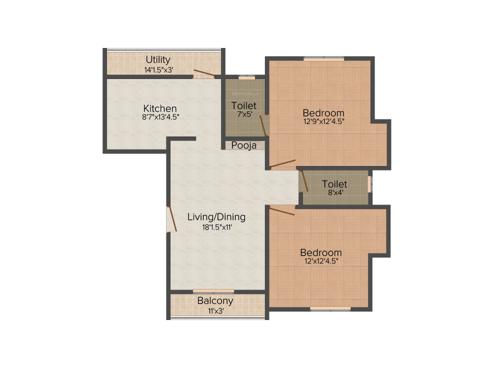 Poomalai Daksha (2BHK+2T (1,125 sq ft) 1125 sq ft)