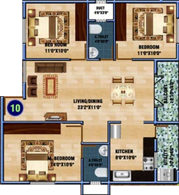 DS DSMAX STARWOOD (3BHK+2T (1,503 sq ft) 1503 sq ft)