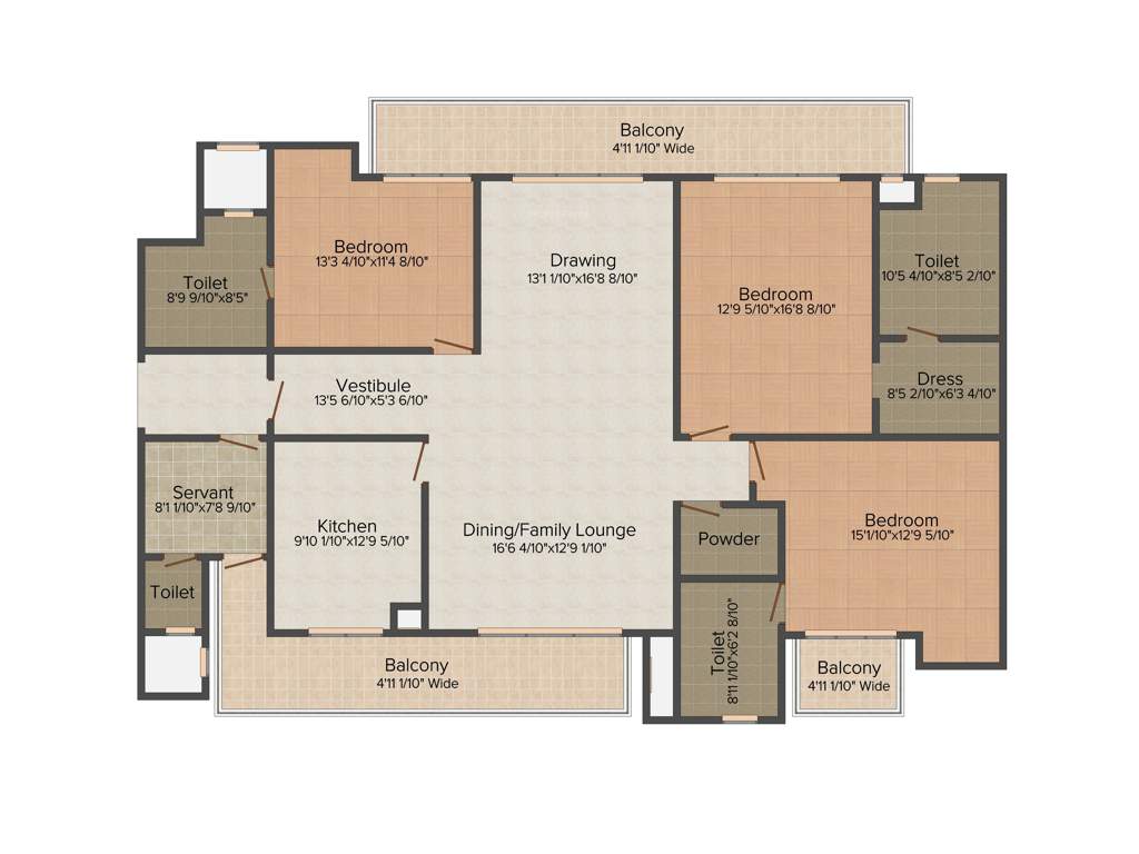 Bestech Park View Spa (3BHK+4T (2,470 sq ft) + Servant Room 2470 sq ft)