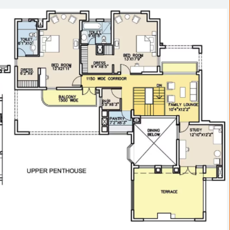  park view city 2 Floor Plan Upper Level Duplex Plan