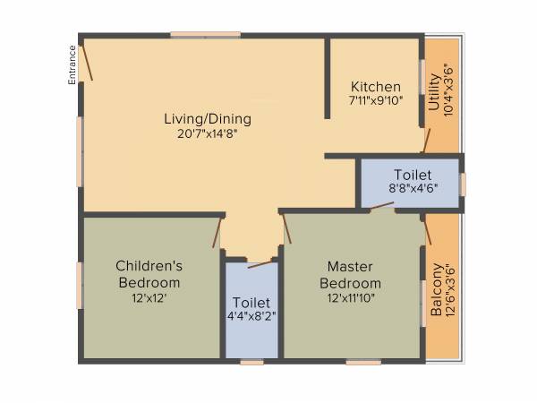 BM Serenity (2BHK+2T (1,143 sq ft) 1143 sq ft)
