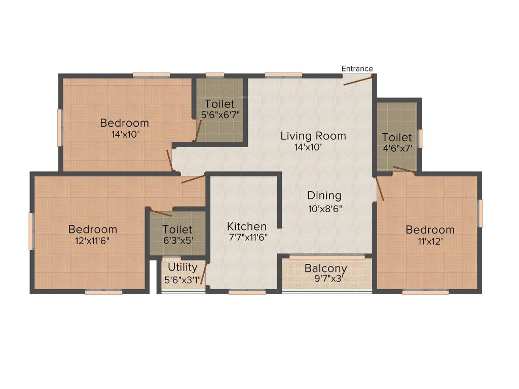 Jamals Sana Homes (3BHK+3T (1,300 sq ft) 1300 sq ft)