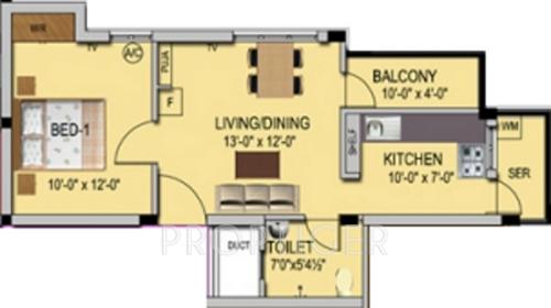 AKS Sunstone (1BHK+1T (637 sq ft) 637 sq ft)