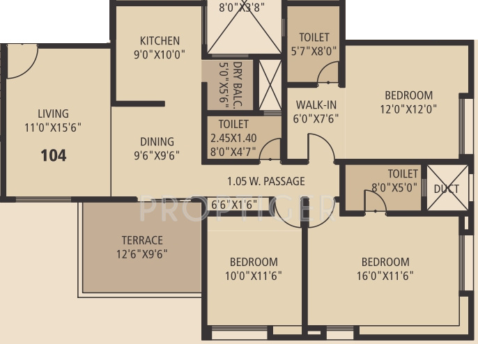 Guardian Kanchan Gauri (3BHK+3T (1,539 sq ft) 1539 sq ft)