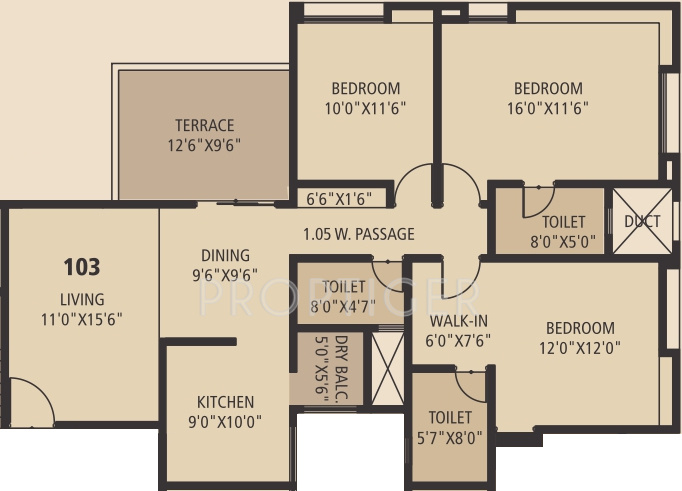 Guardian Kanchan Gauri (3BHK+3T (1,610 sq ft) 1610 sq ft)