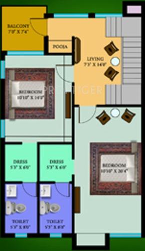 VIP Riverok (3BHK+3T (1,975 sq ft) + Pooja Room 1975 sq ft)