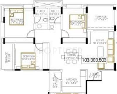 Bhandari Everglade (3BHK+3T (1,273 sq ft) 1273 sq ft)