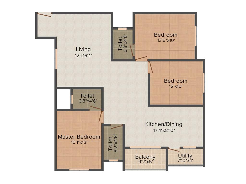DS DSMAX SANTHRUPTHI (3BHK+3T (1,610 sq ft) 1610 sq ft)