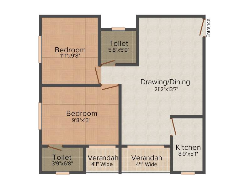 Realtech Nirman Maple Woods 2BHK+2T (937 sq ft)