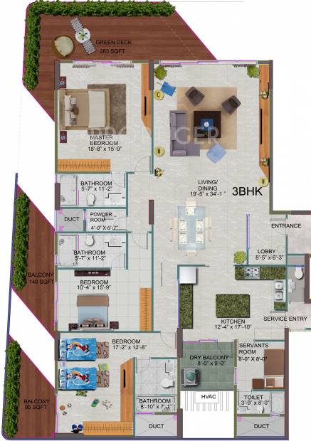 Mahindra L Artista (3BHK+4T (3,544 sq ft) + Servant Room 3544 sq ft)