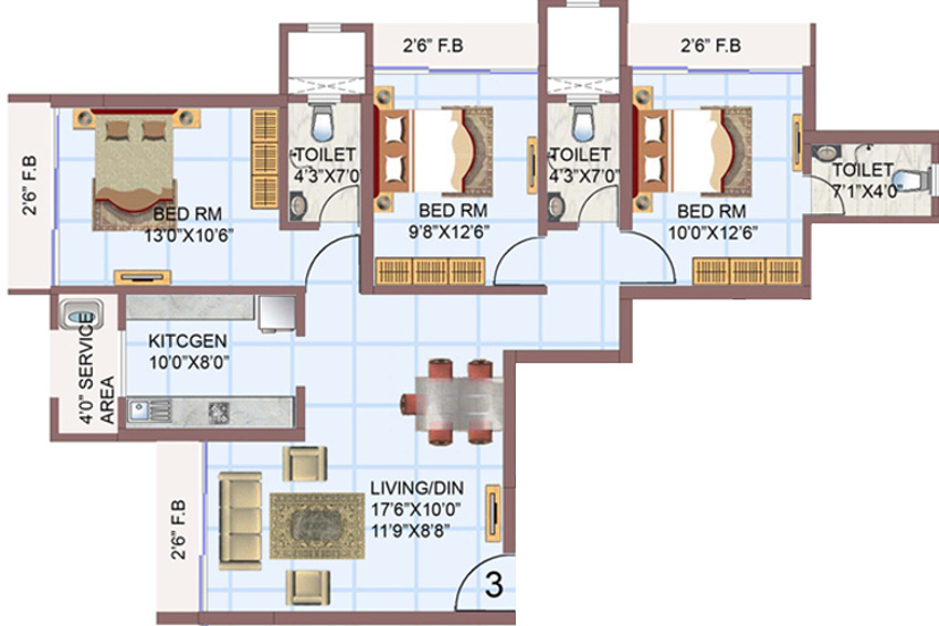 Agarwal Nimmit Towers II (3BHK+3T (1,425 sq ft) 1425 sq ft) Agarwal Nimmit Towers II (3BHK+3T (1,425 sq ft) 1425 sq ft)