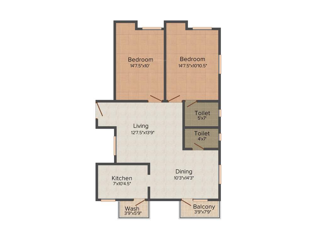 AKS Radiance (2BHK+2T (1,114 sq ft) 1114 sq ft)