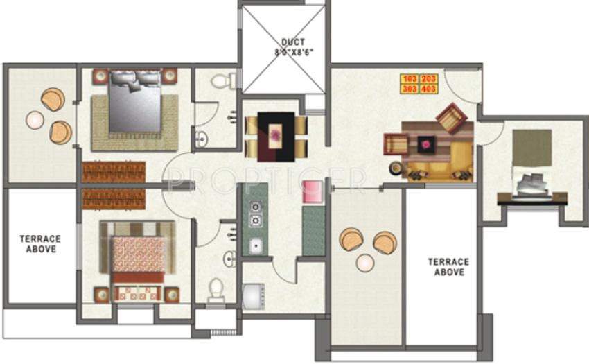 Kaypee Kaypee Grandeur (2BHK+2T (1,117 sq ft) + Study Room 1117 sq ft)