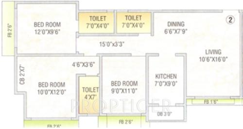 Hetal Fortune Heights (3BHK+3T (1,350 sq ft) 1350 sq ft)
