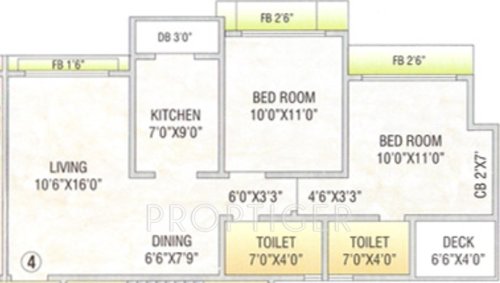Hetal Fortune Heights (2BHK+2T (1,070 sq ft) 1070 sq ft)