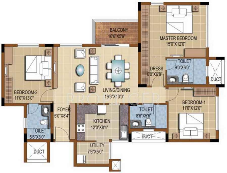 Purva Skydale (3BHK+3T (1,685 sq ft) 1685 sq ft)