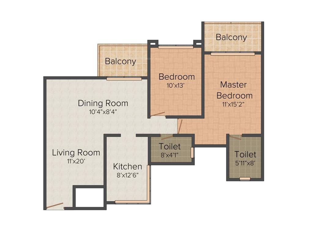 Mirchandani Bellagio (2BHK+2T (1,295 sq ft) 1295 sq ft)