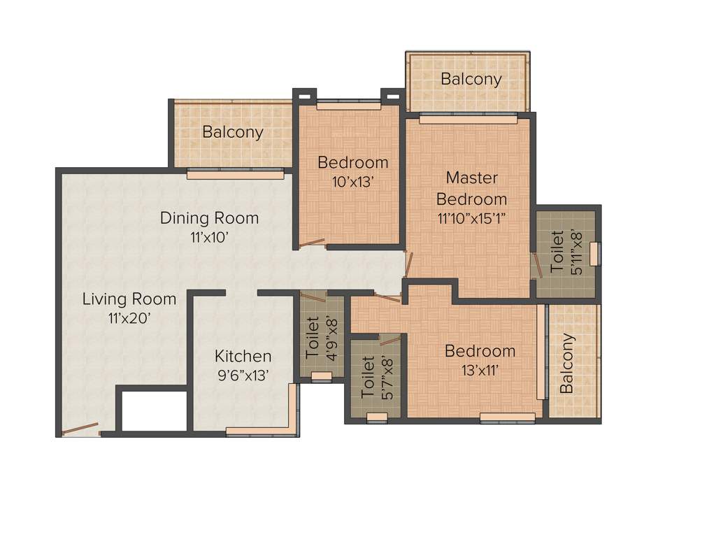 Mirchandani Bellagio (3BHK+3T (1,745 sq ft) 1745 sq ft)