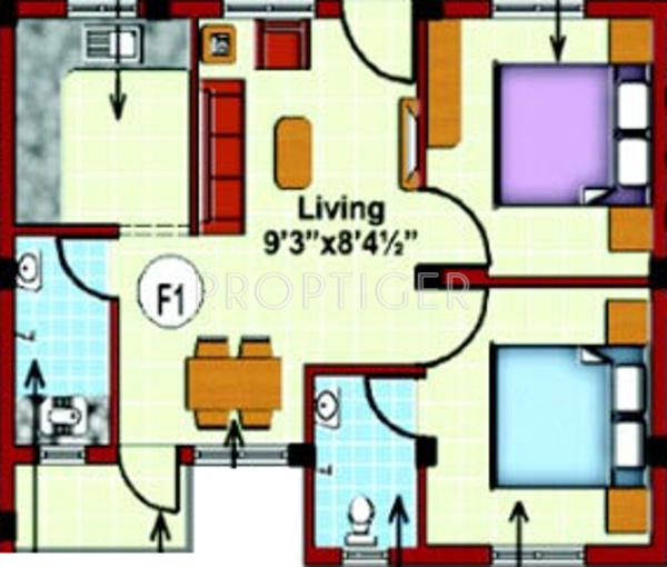 Rajus Sapphire (2BHK+2T (703 sq ft) 703 sq ft) Rajus Sapphire (2BHK+2T (703 sq ft) 703 sq ft)