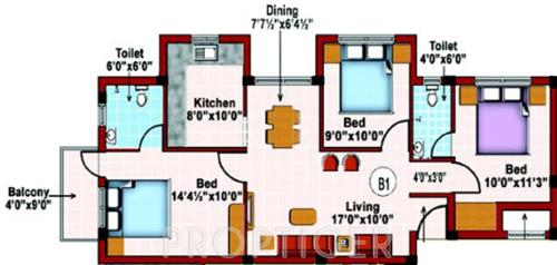 Rajus Sapphire (3BHK+2T (969 sq ft) 969 sq ft) Rajus Sapphire (3BHK+2T (969 sq ft) 969 sq ft)