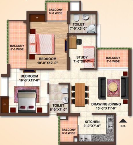 Samiah Green View Apartment (2BHK+2T (1,120 sq ft) + Study Room 1120 sq ft)