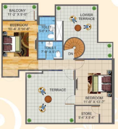 srishti Floor Plan Upper Level Duplex Plan