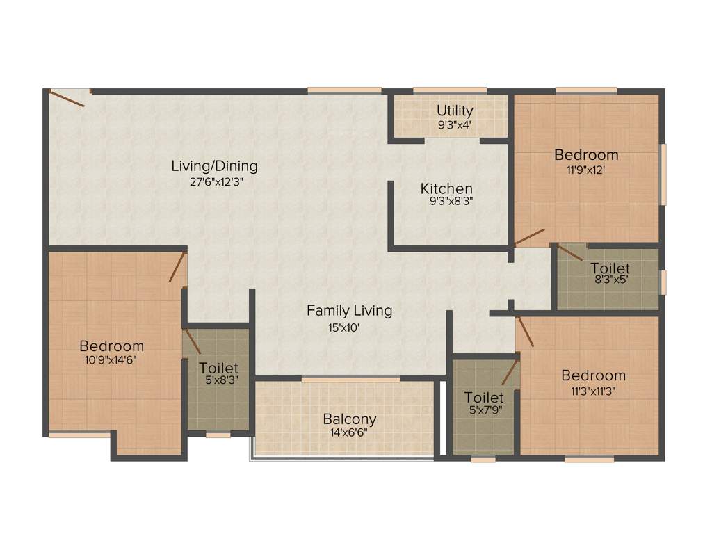  Blue Bells (3BHK+3T (1,670 sq ft) 1670 sq ft)