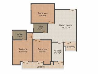 KLJ Platinum Heights (3BHK+2T (1,266 sq ft) 1266 sq ft)