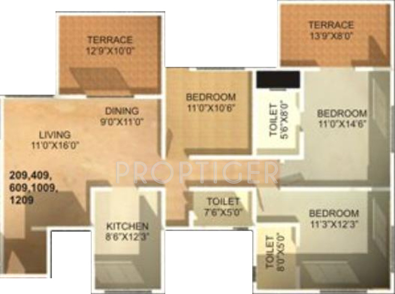 Sonigara Kesar (3BHK+2T (1,300 sq ft) 1300 sq ft)