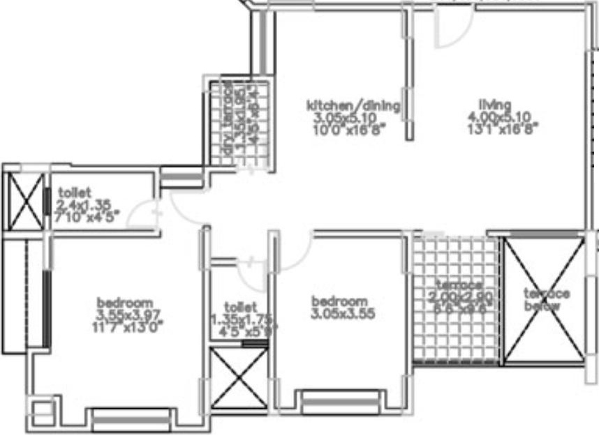 Bhandari Alacrity (2BHK+2T (1,083 sq ft) 1083 sq ft)