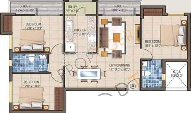Fairyland Sai Sparsh (3BHK+2T (1,335 sq ft) 1335 sq ft)
