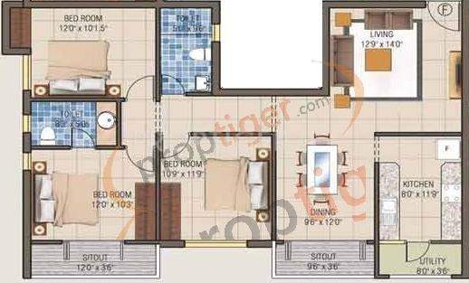 Fairyland Sai Sparsh (3BHK+2T (1,465 sq ft) 1465 sq ft)