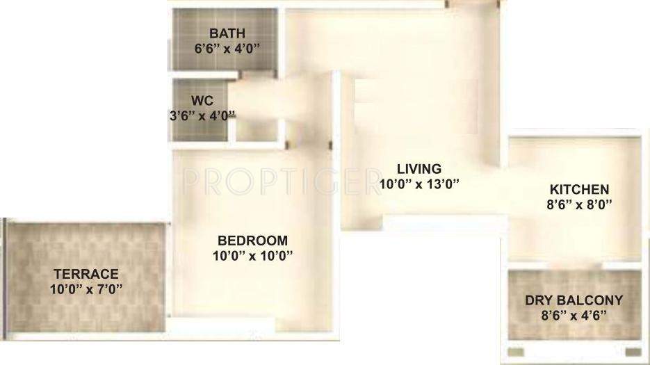 Maple Aura County (1BHK+1T (686 sq ft) 686 sq ft)