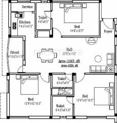Kanya Sri Harshita (3BHK+3T (1,443 sq ft) 1443 sq ft)