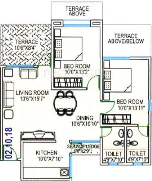 Dutt Sai Datt Residency (2BHK+2T (968 sq ft) 968 sq ft)