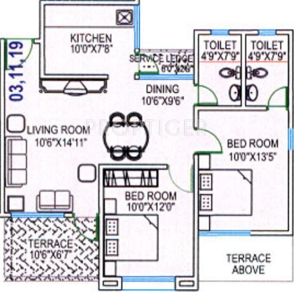 Dutt Sai Datt Residency (2BHK+2T (909 sq ft) 909 sq ft)