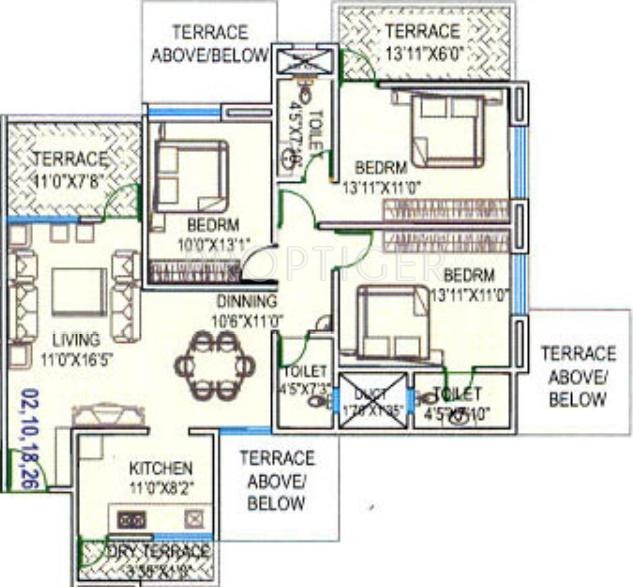 Dutt Sai Datt Residency (3BHK+3T (1,392 sq ft) 1392 sq ft)