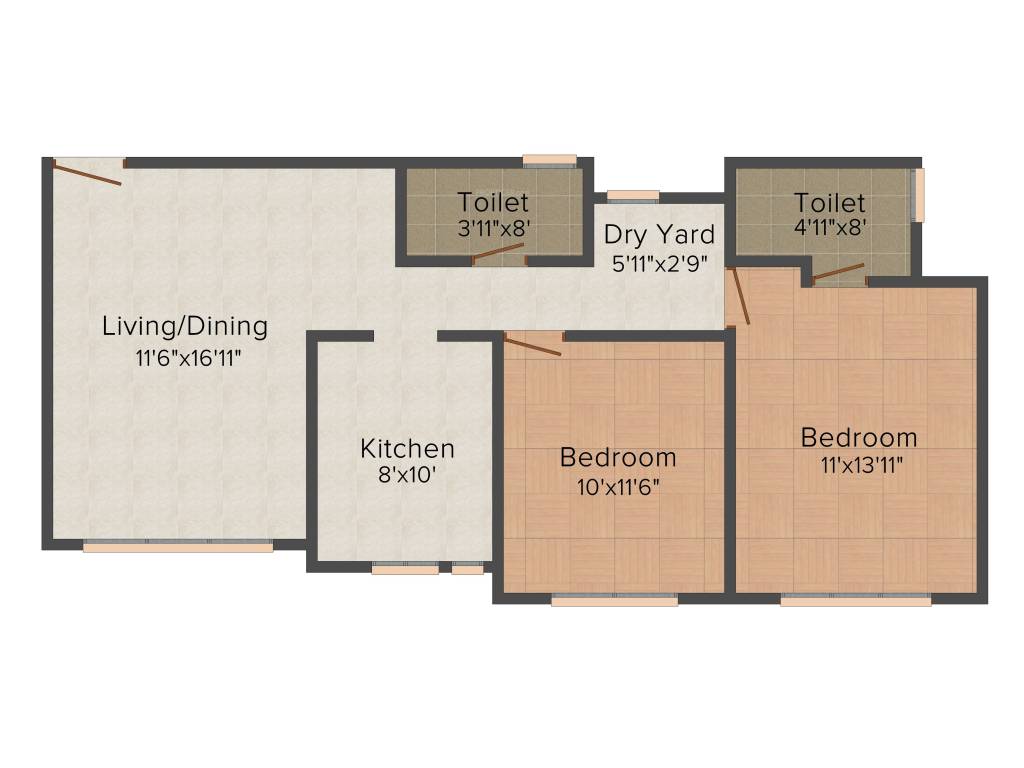 PR Wood Wind (2BHK+2T (1,190 sq ft) 1190 sq ft) PR Wood Wind (2BHK+2T (1,190 sq ft) 1190 sq ft)