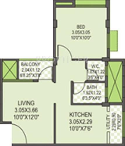 DSK Sundarban Phase II (1BHK+1T (540 sq ft) 540 sq ft)